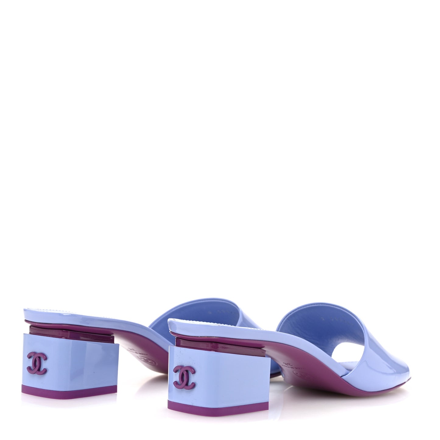 Patent Calfskin CC Mules 38 Light Purple Dark Purple