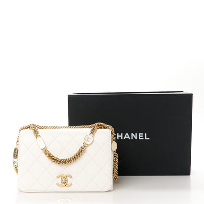 Chanel Calfskin Quilted Enamel Chain Flap White 12 of 12