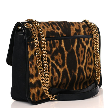 Saint Laurent Smooth Calfskin Canvas Leopard Print Medium Niki Chain Satchel Light Natural 3 of 10