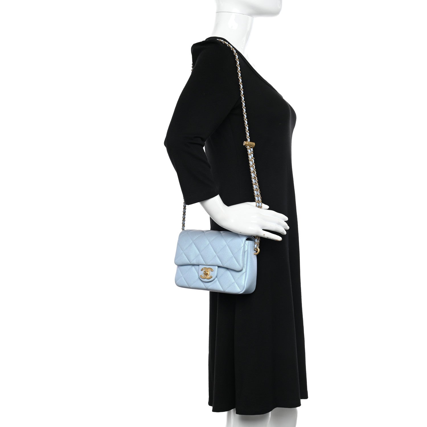 Chanel Iridescent Caviar Quilted Mini My Perfect Flap Light Blue 2 of 11