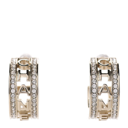 Chanel Metal Crystal Bow-tiful CC Hoop Earrings Gold 1 of 4