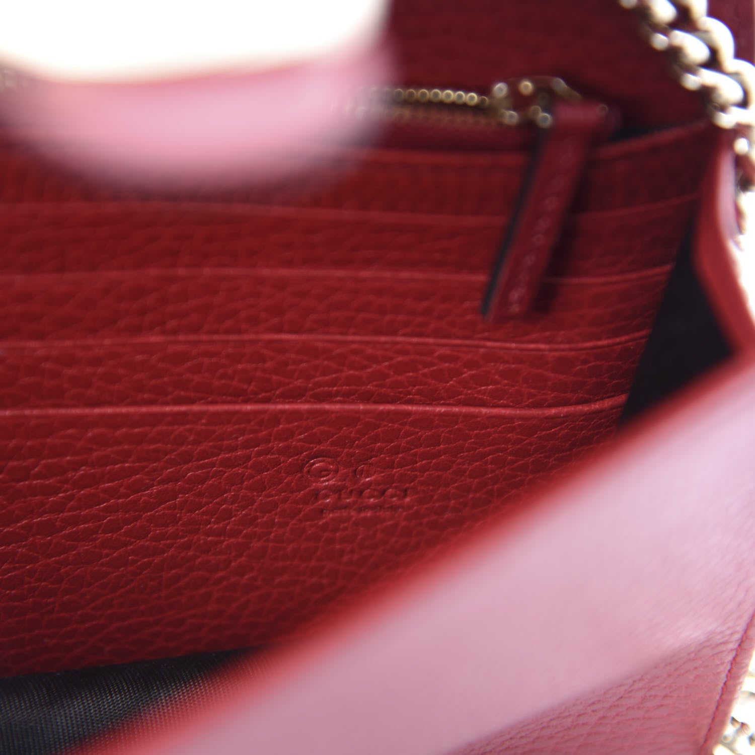 Gucci Dollar Calfskin Interlocking G Chain Wallet Red 8 of 10