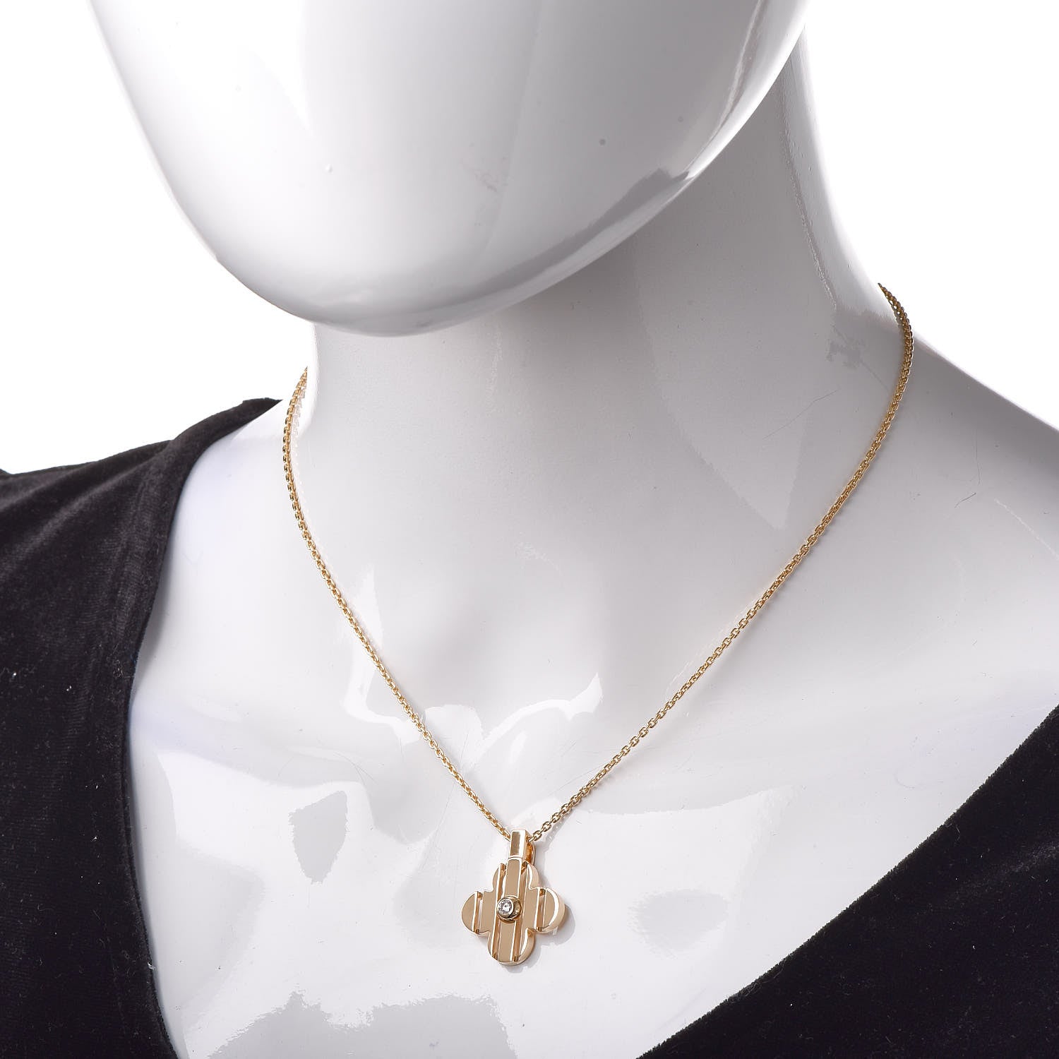 Louis Vuitton 18K Yellow Gold Diamond Fleur Pendant Necklace 2 of 6