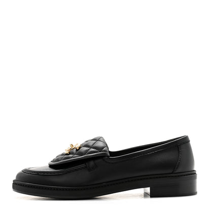 Chanel Lambskin Quilted CC Turnlock Loafers 38 Black 1 of 11