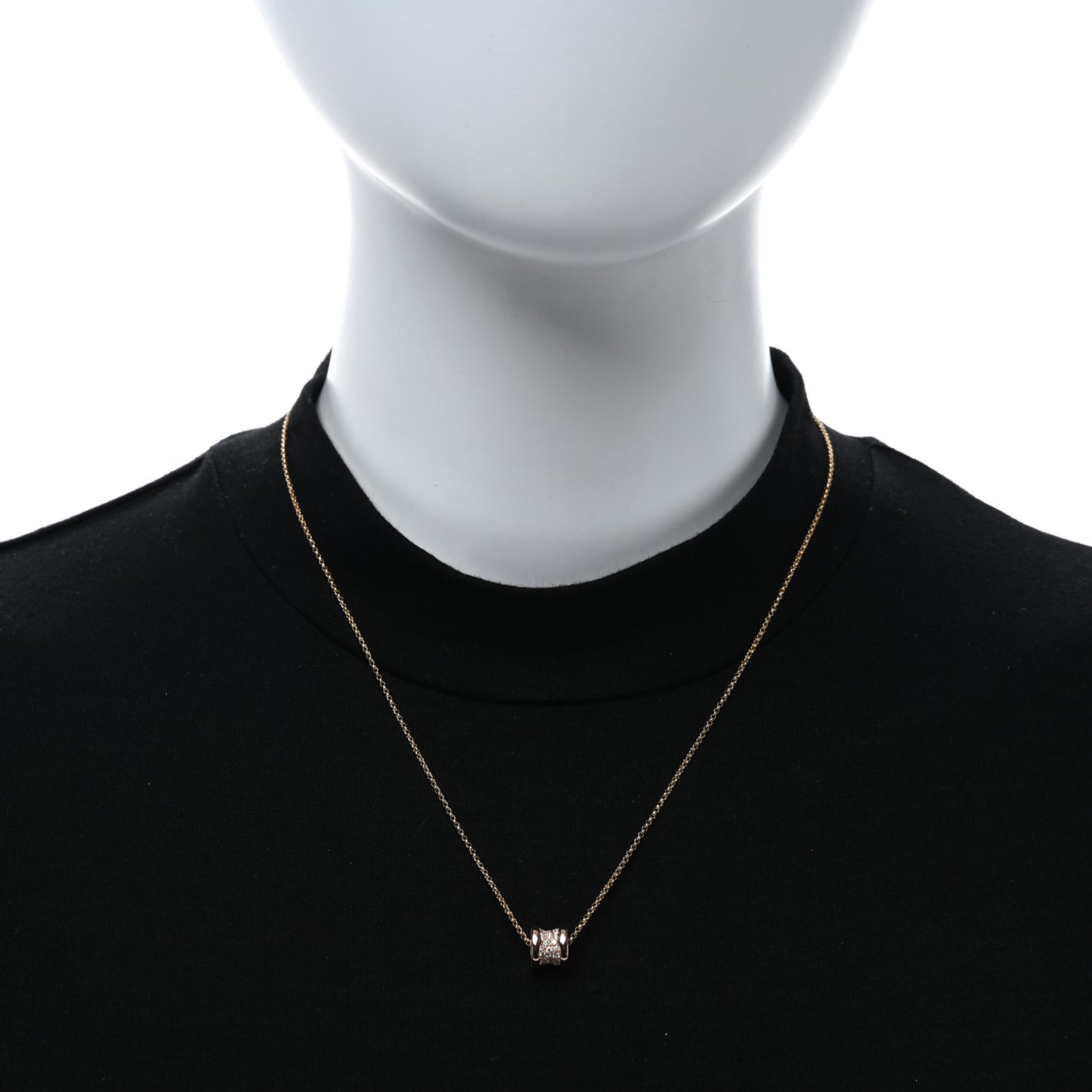 18K Rose Gold Diamond Small B.Zero1 Pave Pendant Necklace