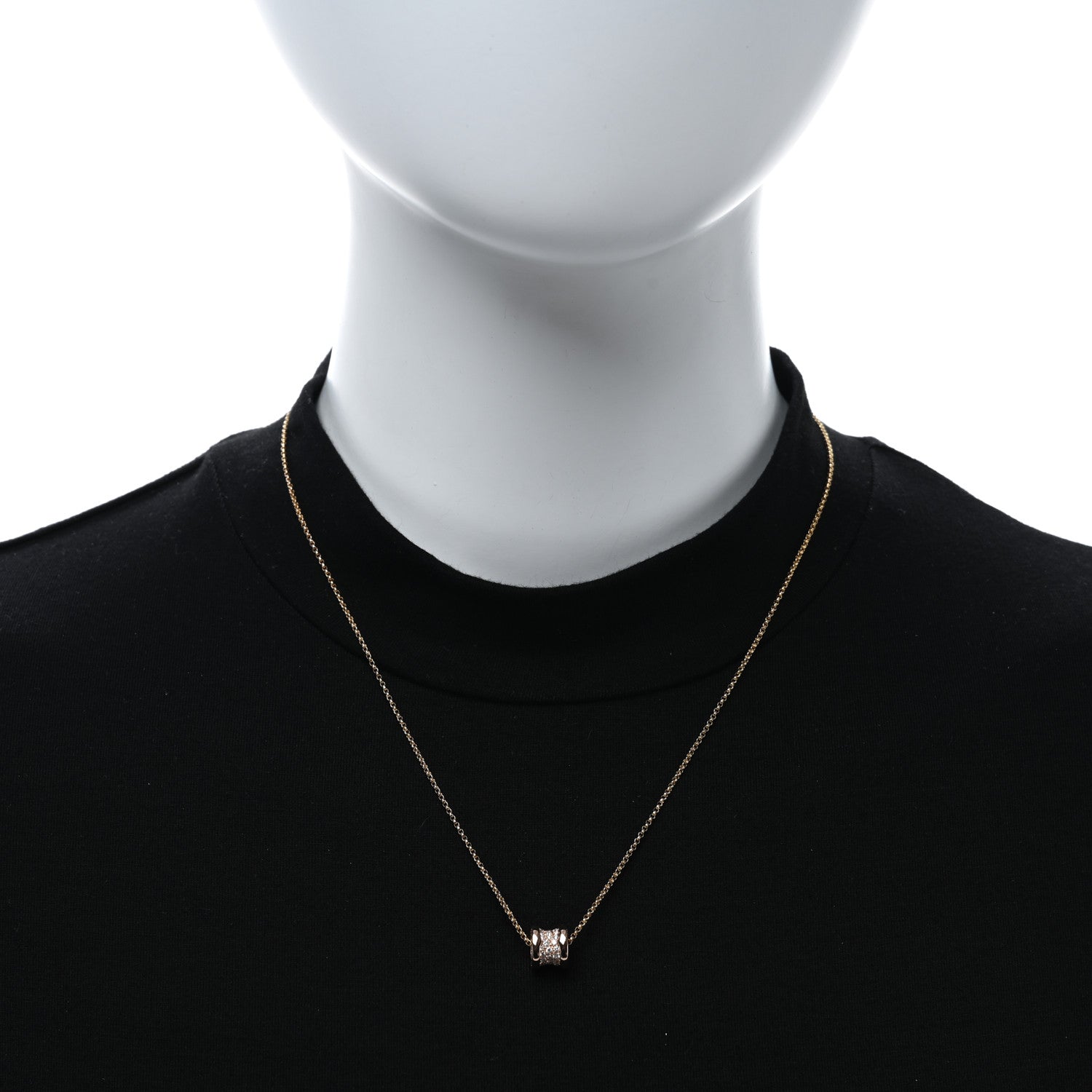 Bulgari 18K Rose Gold Diamond Small B.Zero1 Pave Pendant Necklace 2 of 5