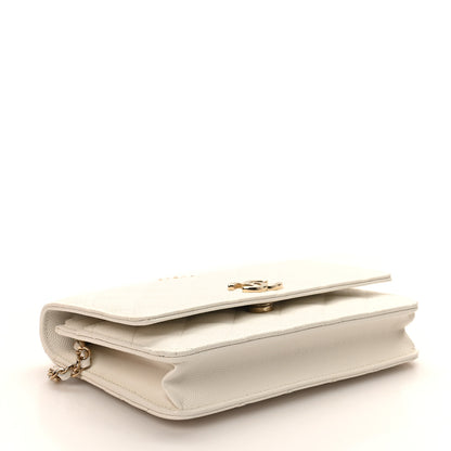 Chanel Caviar Quilted Striated CC Wallet on Chain WOC White 4 of 12