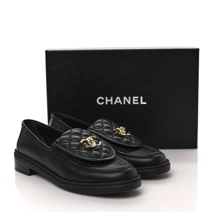 Chanel Lambskin Quilted CC Turnlock Loafers 40 Black 9 of 9