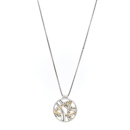 David Yurman Sterling Silver 18K Yellow Gold Papyrus Pendant Necklace 1 of 5