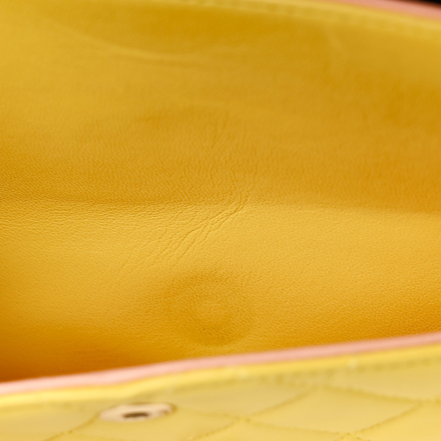 Chanel Lambskin Quilted Medium Double Flap Yellow Pink 16 of 16