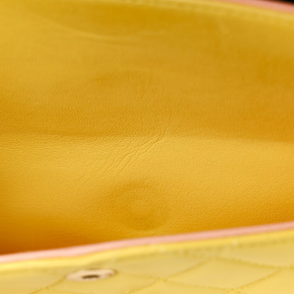 Chanel Lambskin Quilted Medium Double Flap Yellow Pink 16 of 16