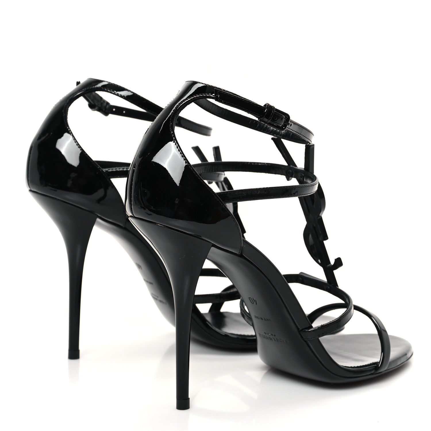 Saint Laurent Patent Cassandra 100 Sandals 40 Black 5 of 9