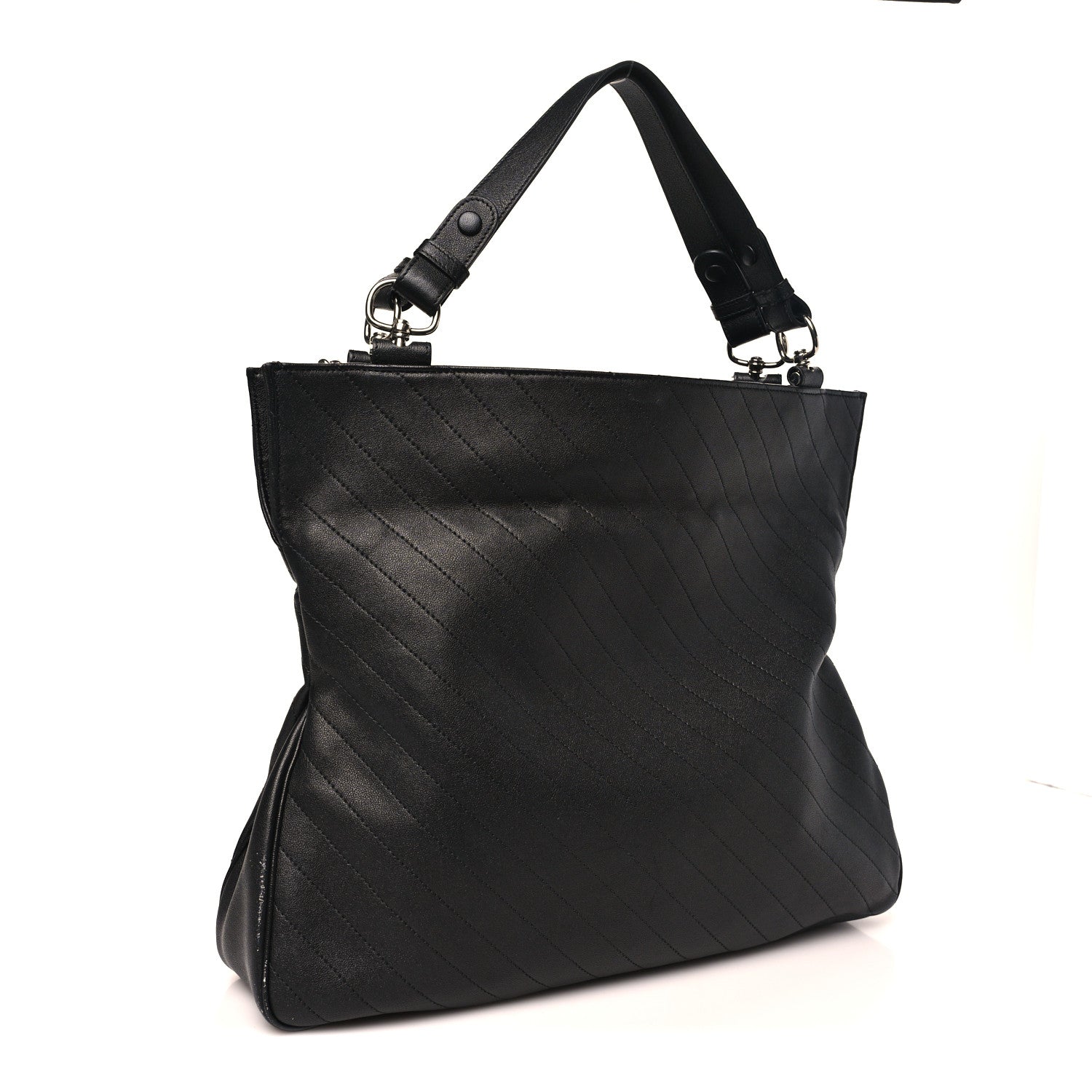 Gucci Sakai Be Green Calfskin Diagonal Stitched Medium Blondie Tote Black 3 of 11