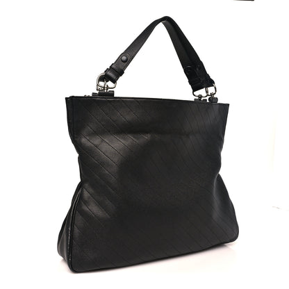 Gucci Sakai Be Green Calfskin Diagonal Stitched Medium Blondie Tote Black 3 of 11