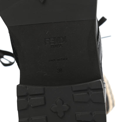 Fendi Calfskin Stretch Fabric Rockoko Biker Boots 38 Tobacco Black Marino 6 of 8