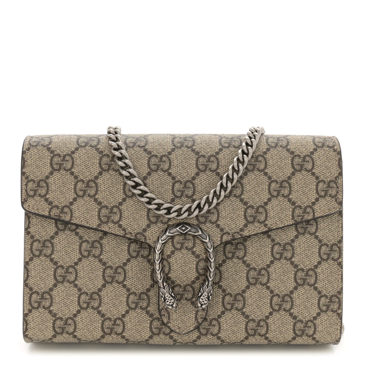 GG Supreme Monogram Mini Dionysus Chain Wallet Beige Taupe
