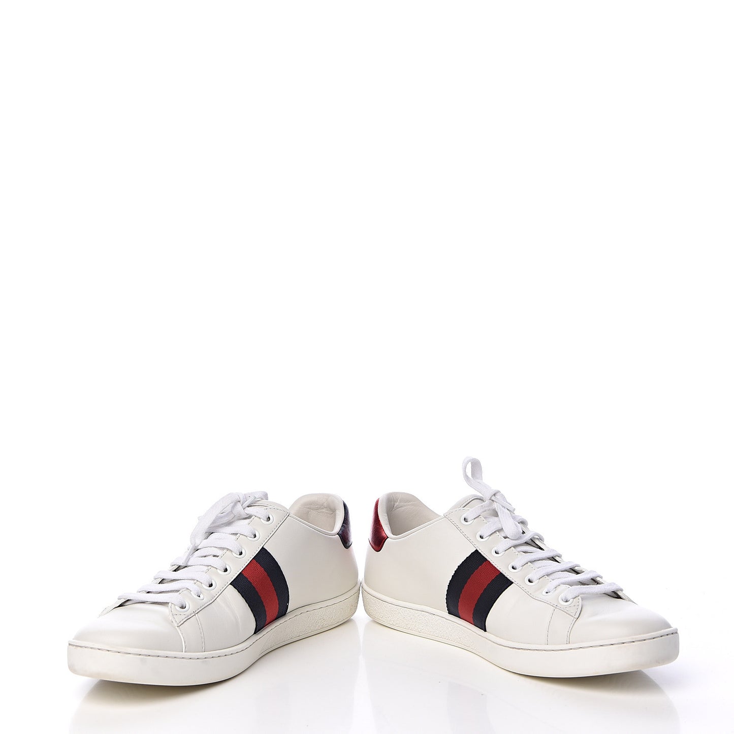 Calfskin Web Bosco Embroidered Ace Sneakers 38.5 White Green