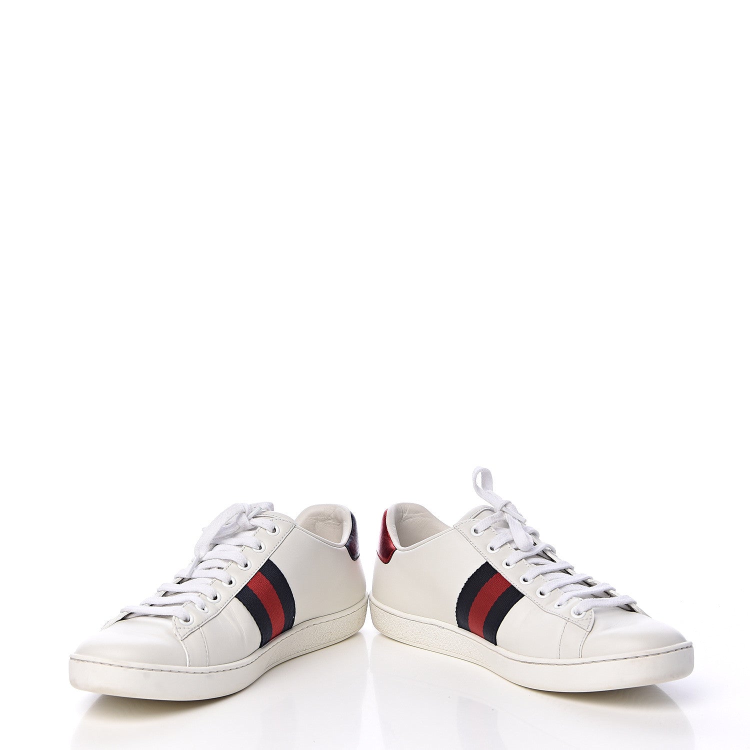 Gucci Calfskin Web Bosco Embroidered Ace Sneakers 38.5 White Green 5 of 18