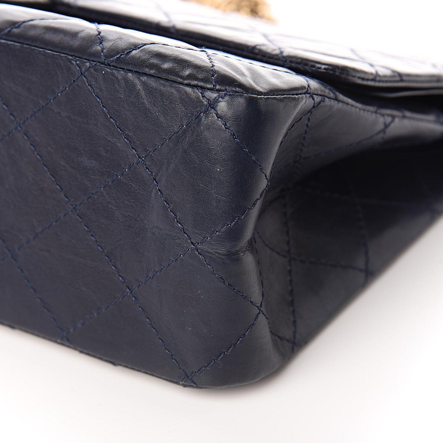 Aged Calfskin Quilted 2.55 Reissue 227 Flap Navy Blue