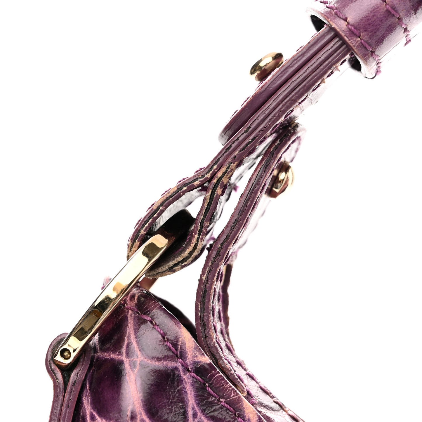 Calfskin Crocodile Embossed Hobo Purple
