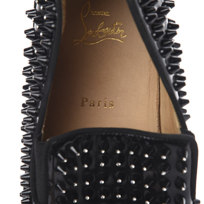 Christian Louboutin Patent Spikes Mens Galactokai Flat 44 Black Lucido 10 of 14