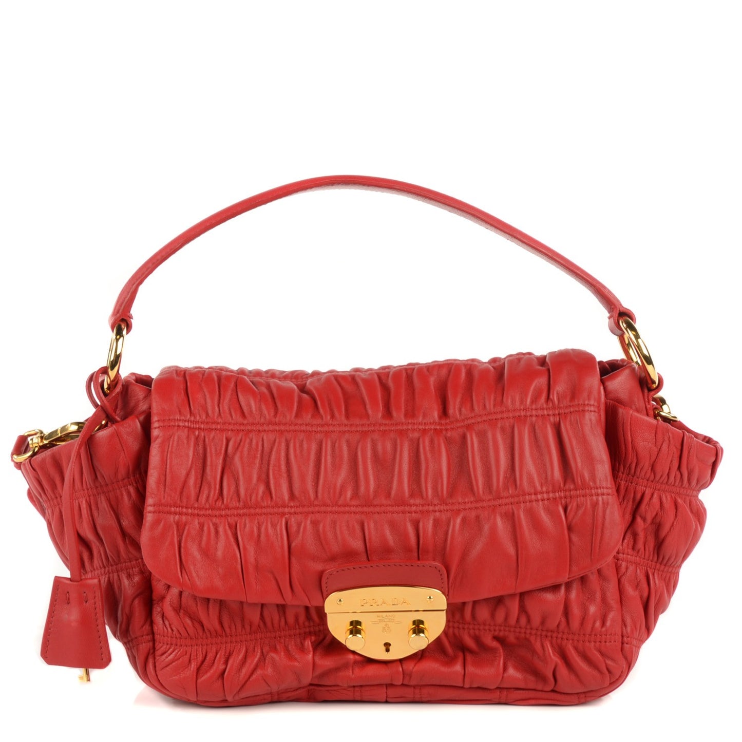 Nappa Dressy Gaufre Flap Bag Rosso