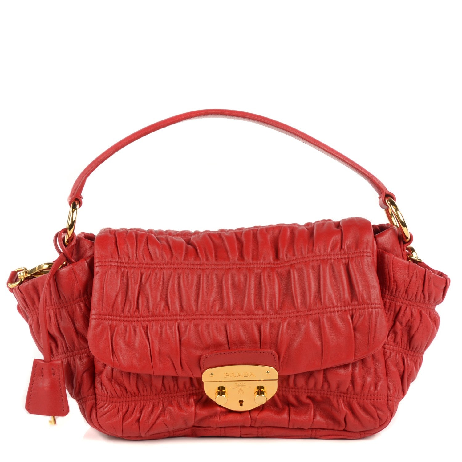 Prada Nappa Dressy Gaufre Flap Bag Rosso 1 of 10