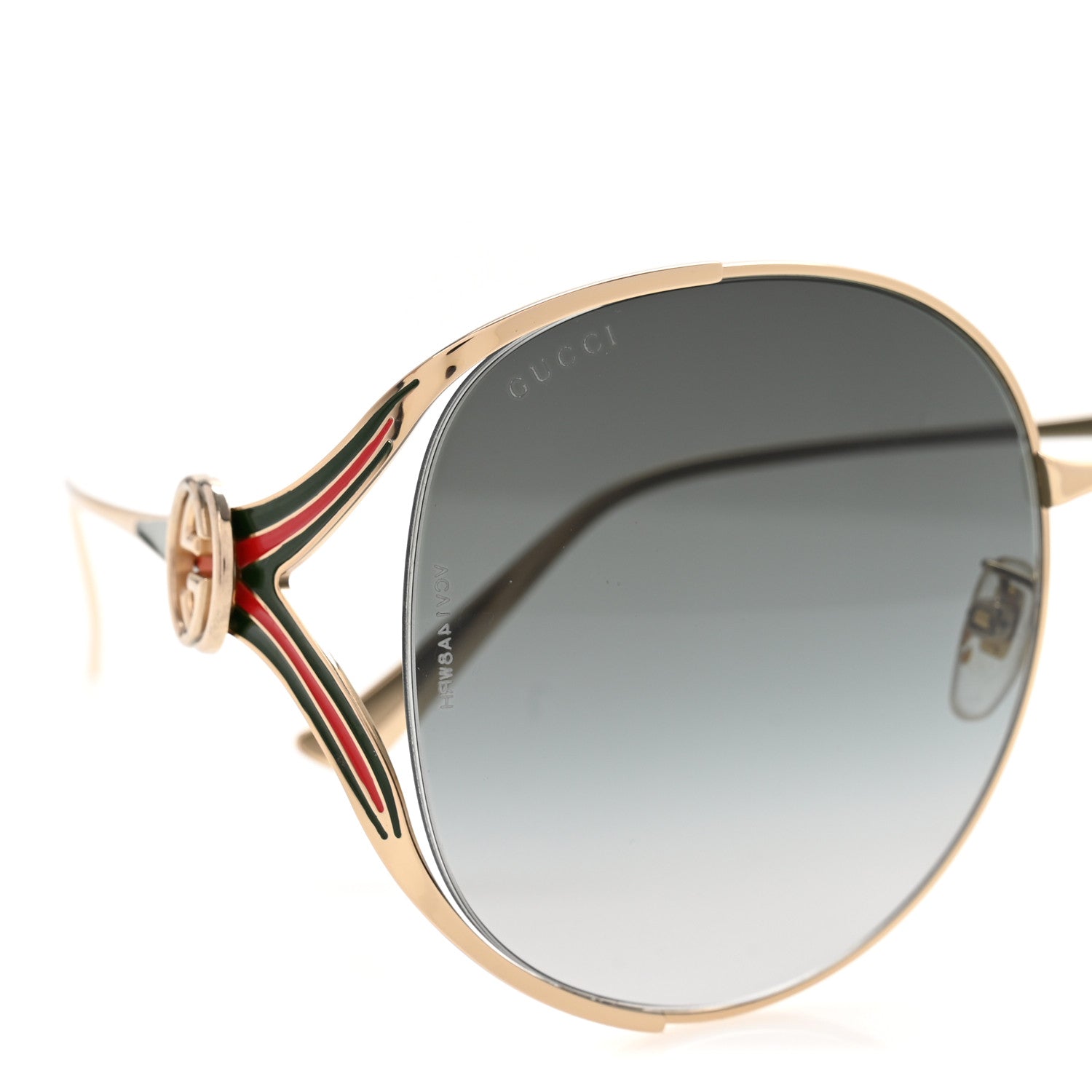Gucci Metal Oversized Round Frame GG0225S Sunglasses Gold 7 of 8