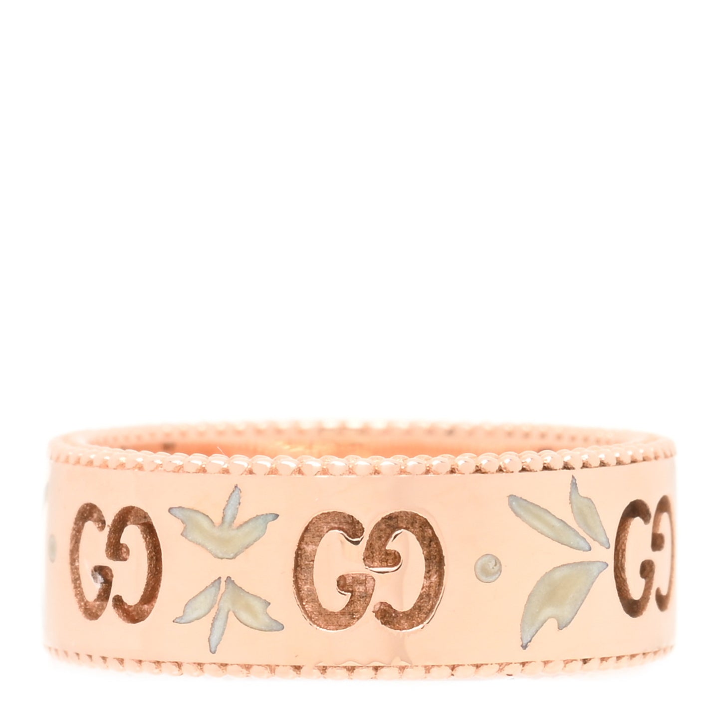 18K Rose Gold Enamel 6mm Icon Blooms Ring 54 7