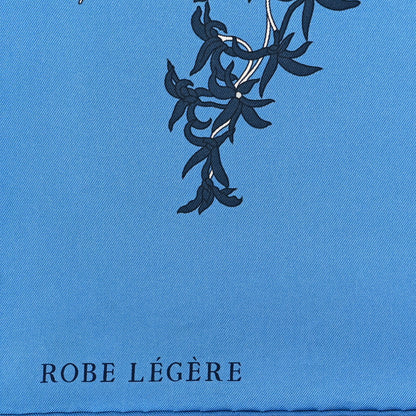 Hermes Silk Robe Legere Scarf 90 Bleu Azure Ocre Roux 4 of 4