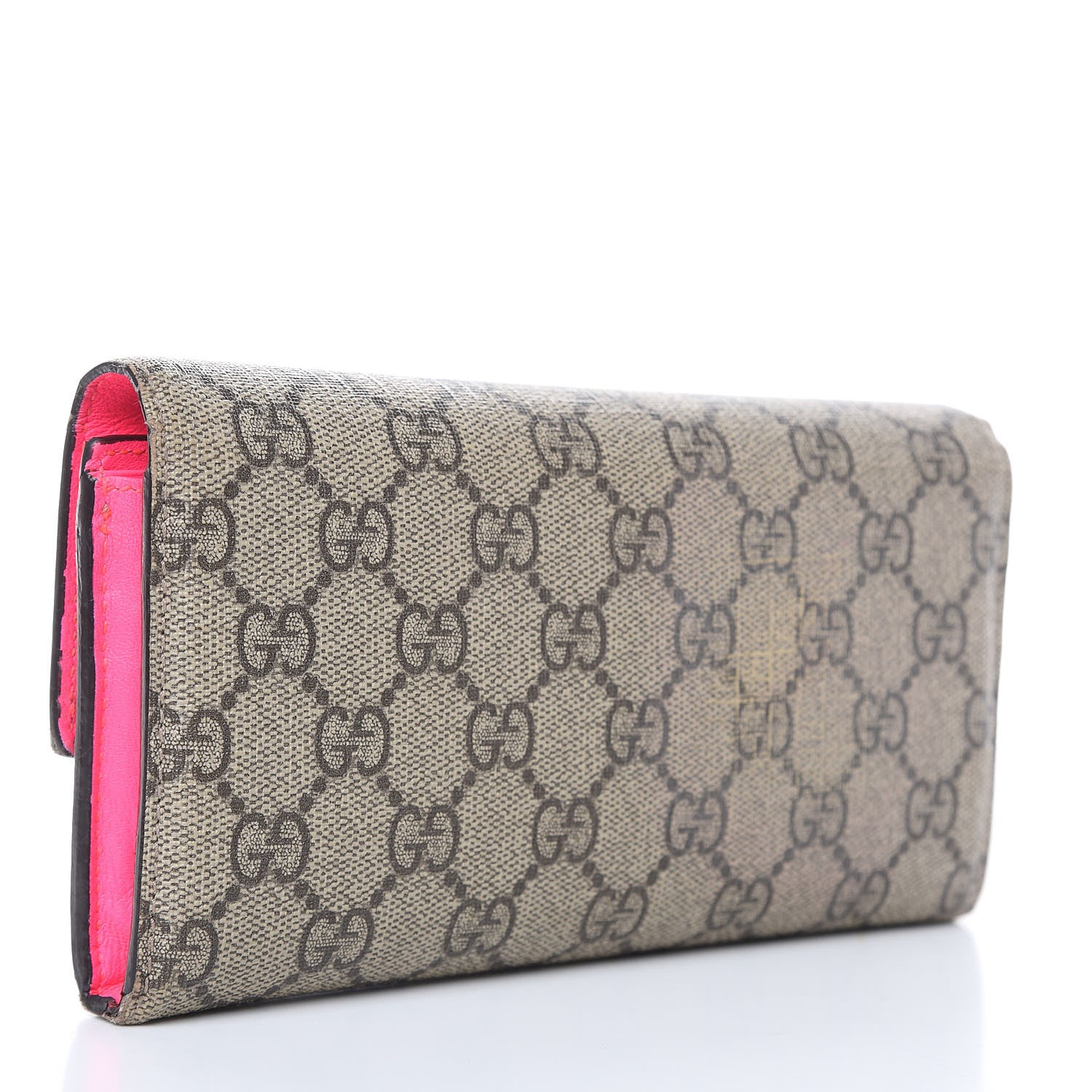 Gucci GG Supreme Monogram Continental Heart Wallet Fluorescent Fuchsia 3 of 14