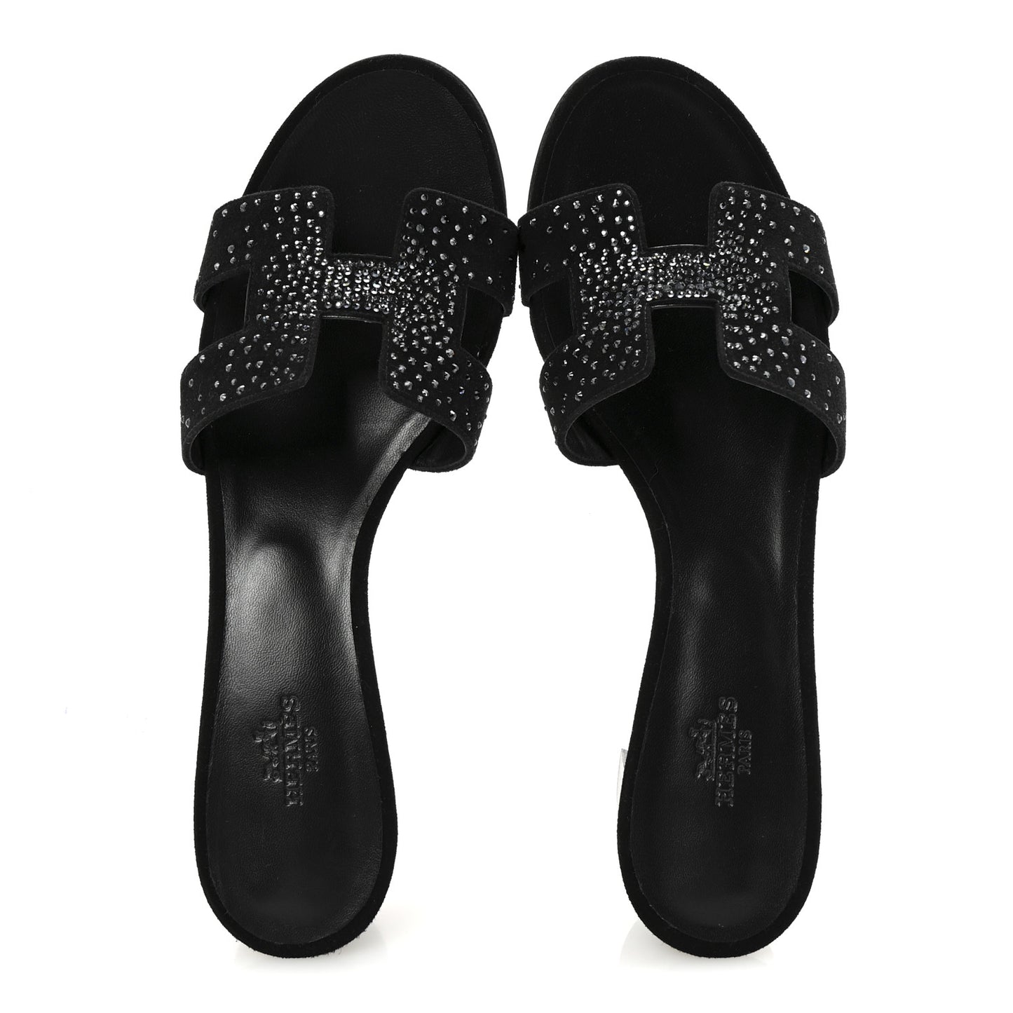 Suede Goatskin Crystal Oasis Sandals 39.5 Black