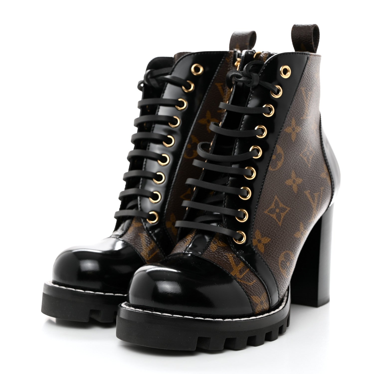 Louis Vuitton Patent Calfskin Monogram Star Trail Ankle Boots 37.5 Black 3 of 8