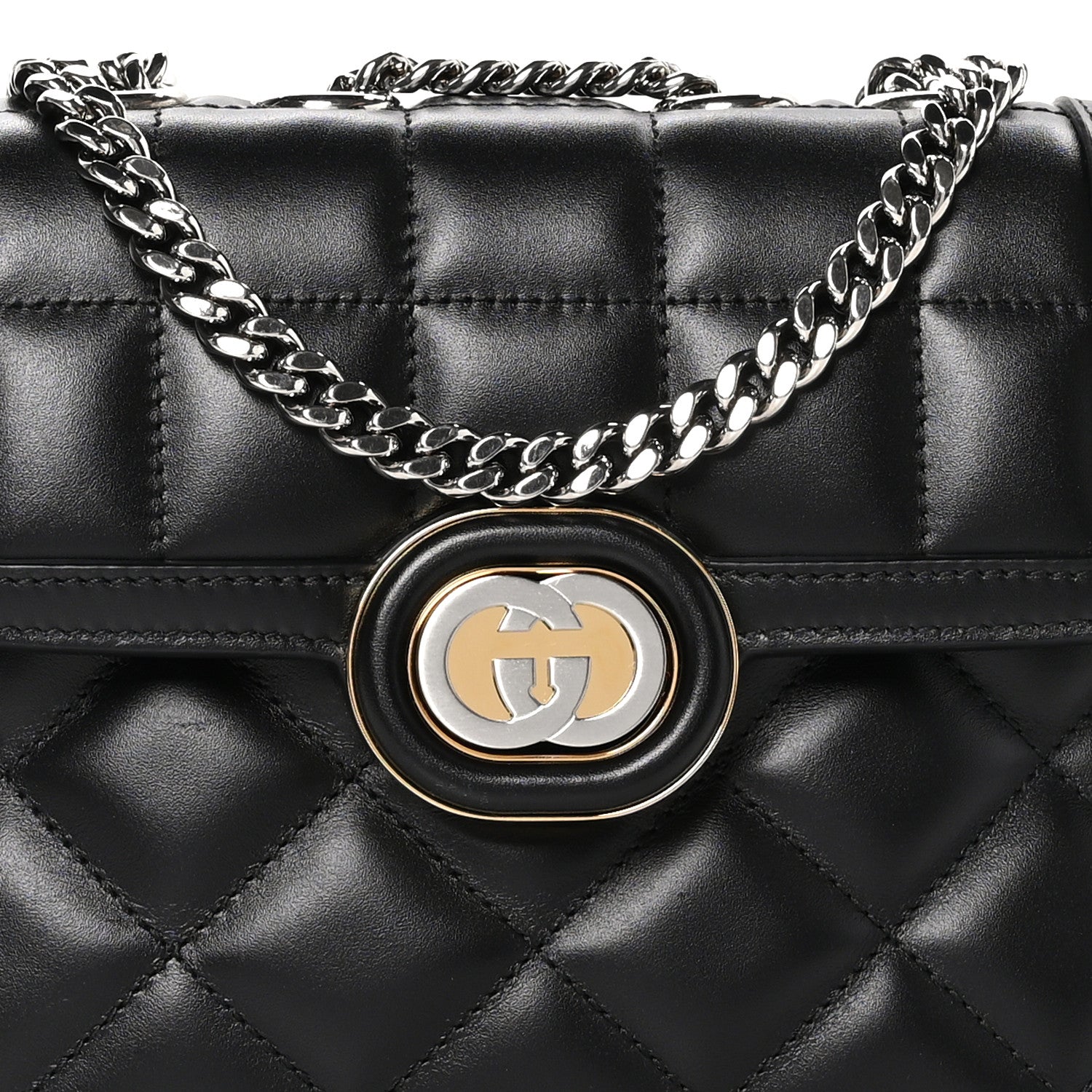 Gucci Calfskin Quilted Mini Deco Shoulder Bag Black 8 of 10