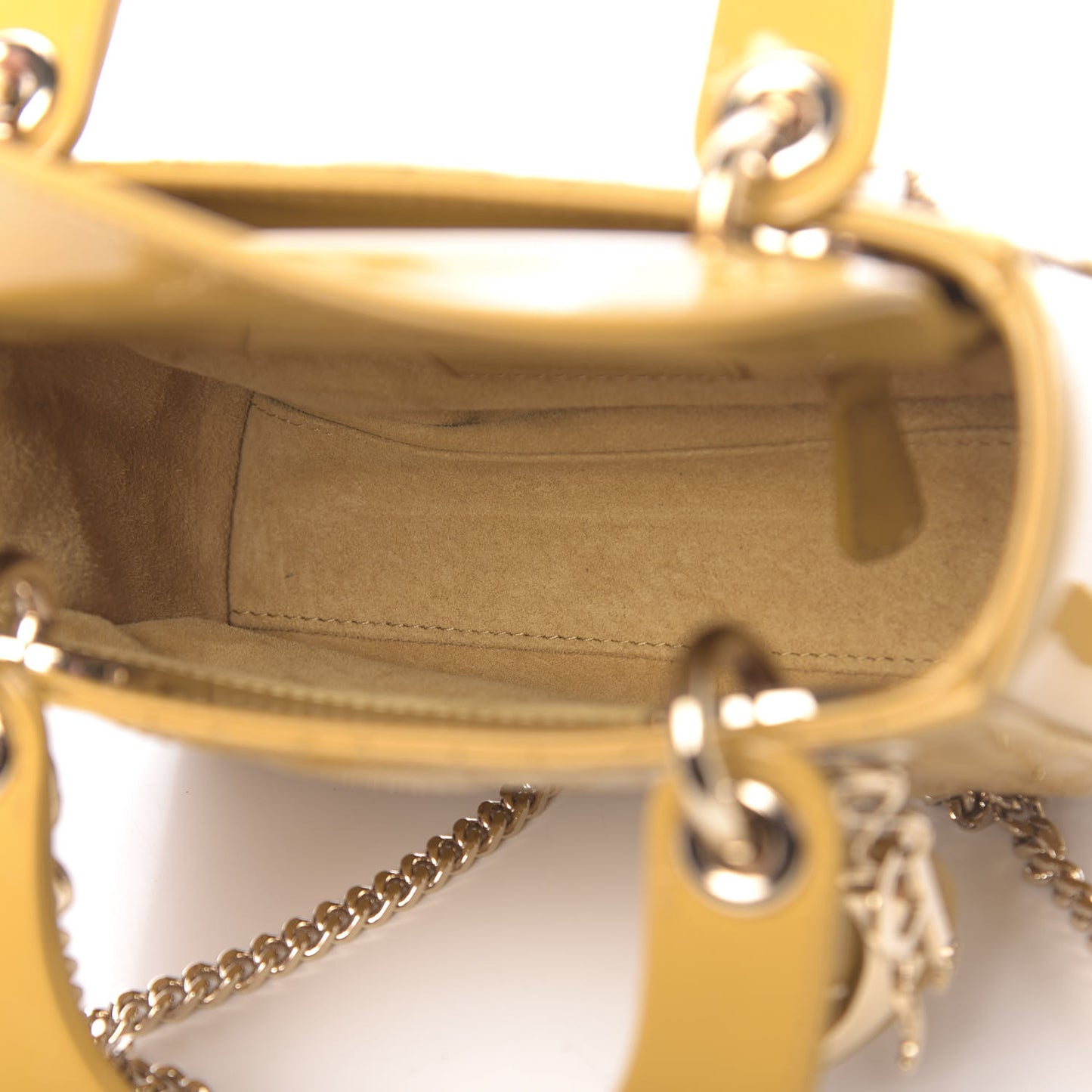 Patent Cannage Mini Lady Dior Yellow