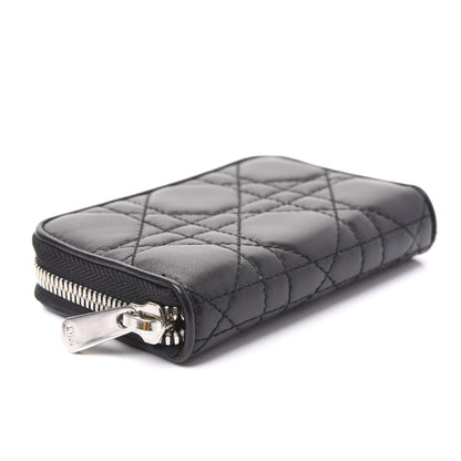Christian Dior Lambskin Cannage Mini Lady Dior Zip Portemonnaie Black 5 of 8