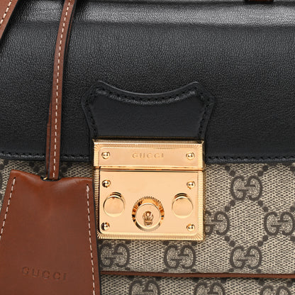 Gucci GG Supreme Monogram New Sakai Lux Calfskin Mini Padlock Flap Pocket Shoulder Bag Beige Ebony Black Cuir 8 of 10