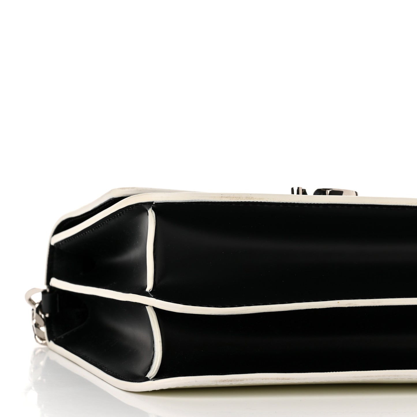 Calfskin Logo Printed Small TB Bag Black White