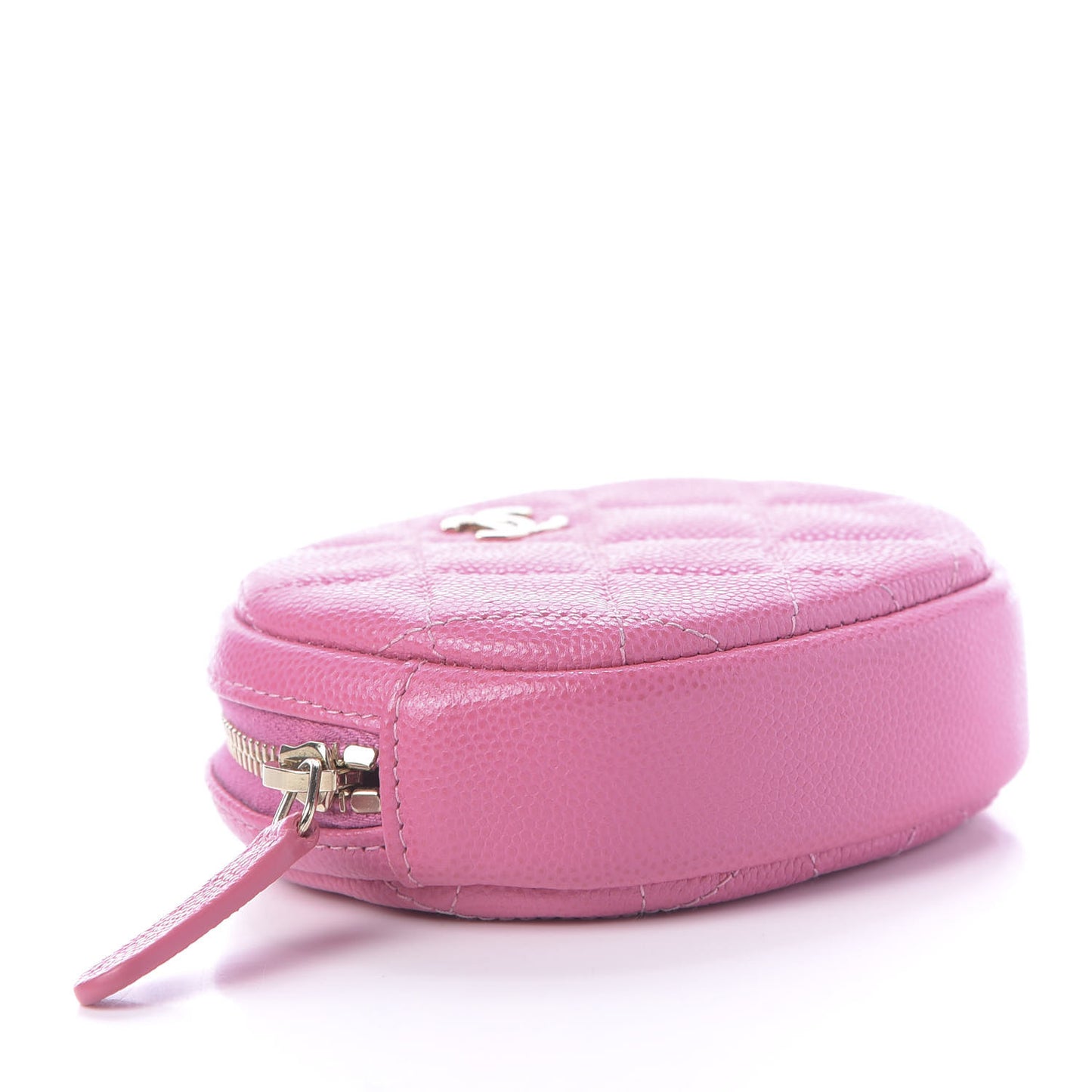 Shiny Caviar Quilted Zip Around Classic Coin Purse Pink