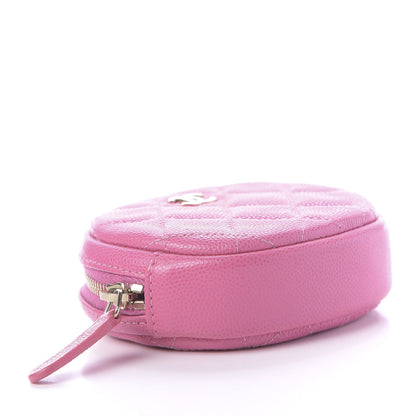 Chanel Shiny Caviar Quilted Zip Around Classic Coin Purse Pink 4 of 10