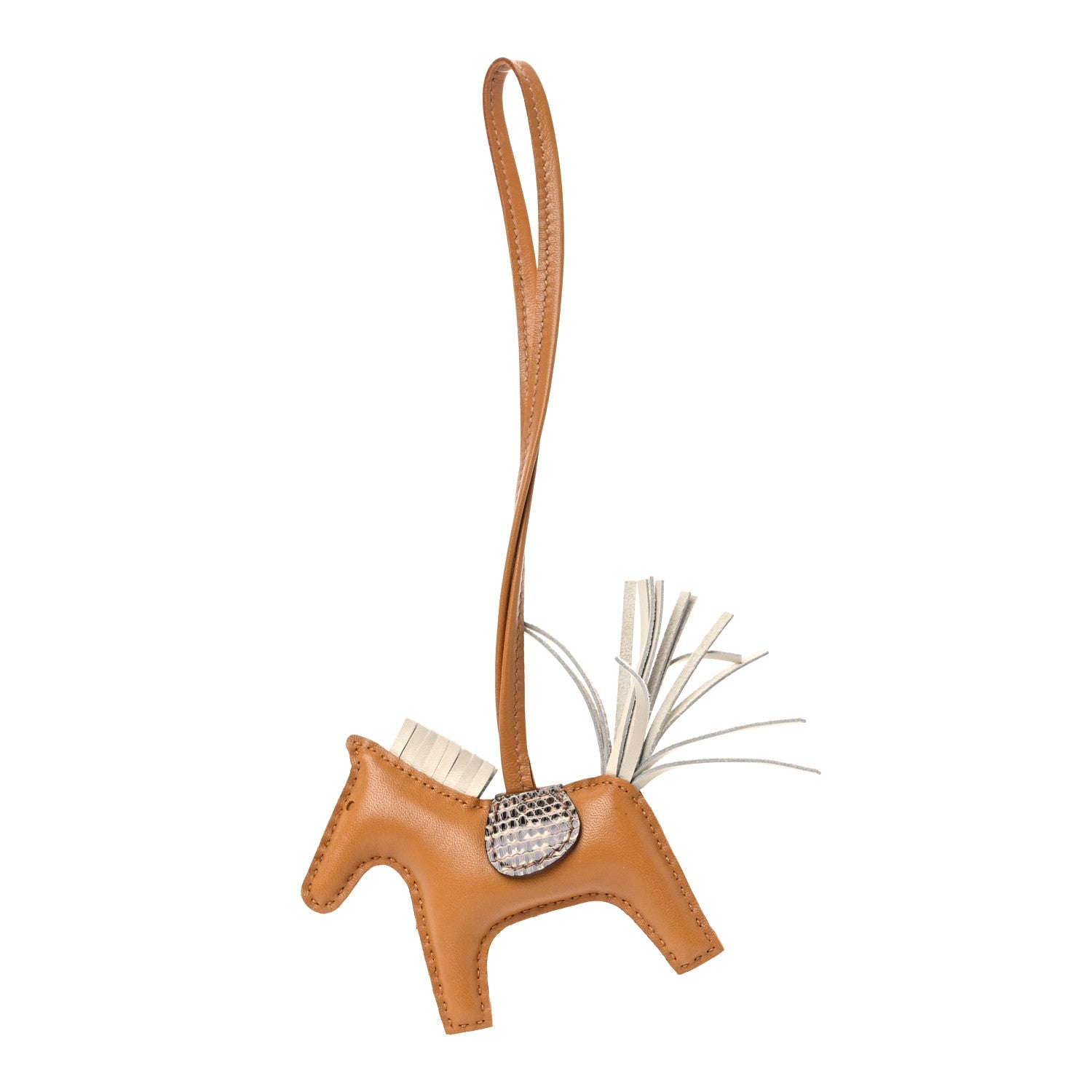 Hermes Milo Lambskin Lizard Touch Grigri Rodeo Horse Bag Charm PM Sesame Craie Desert 1 of 5