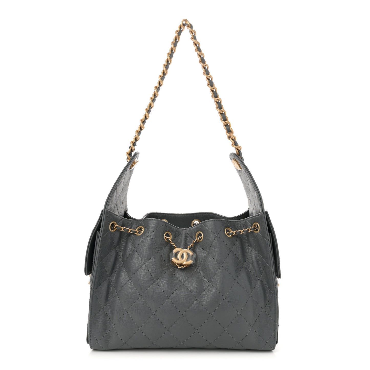 Caviar Quilted Small Chanel 25 Handbag Dark Grey