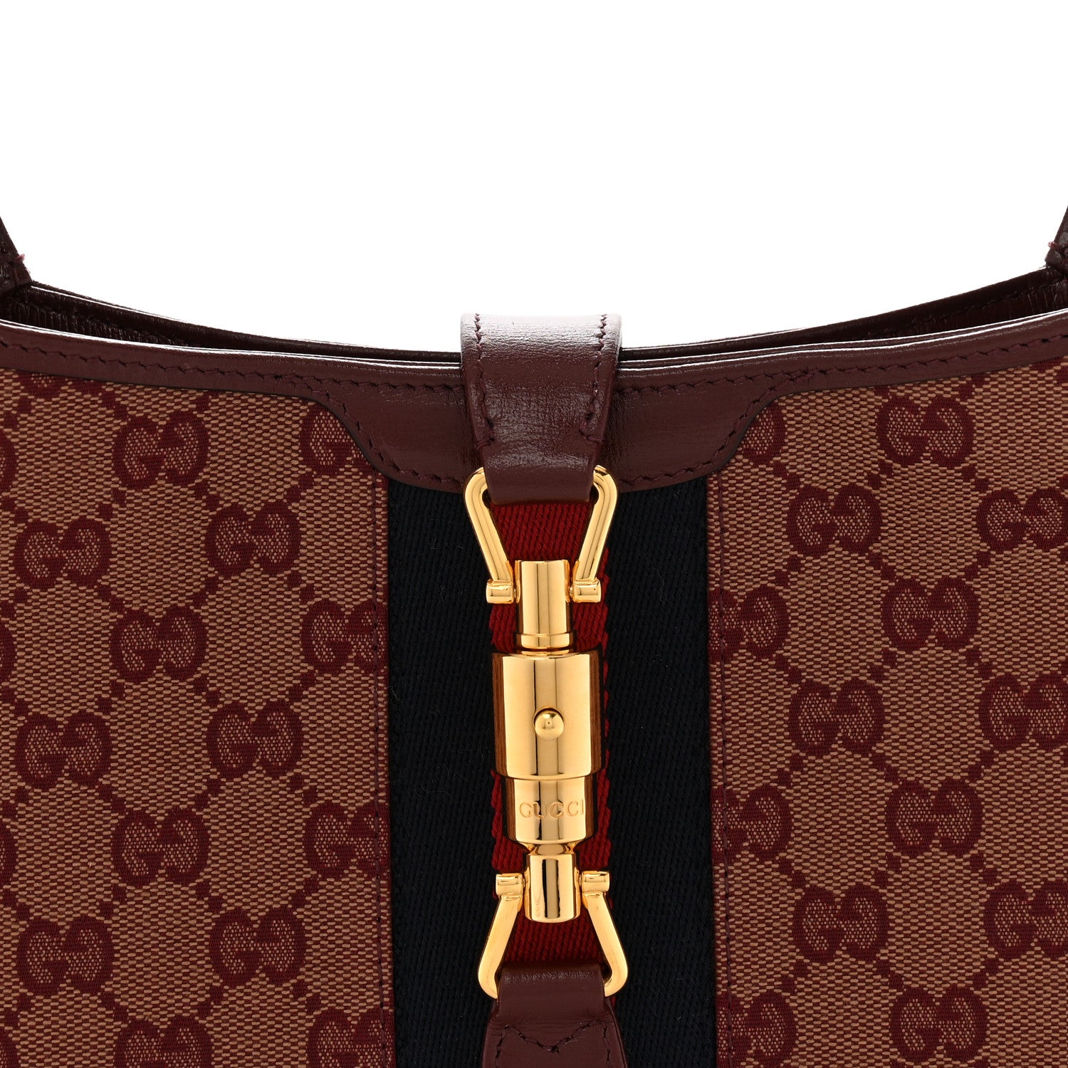 Gucci Monogram Azalea Calfskin Web Small Jackie 1961 Hobo Sahara Rubino Chardonnay 8 of 10