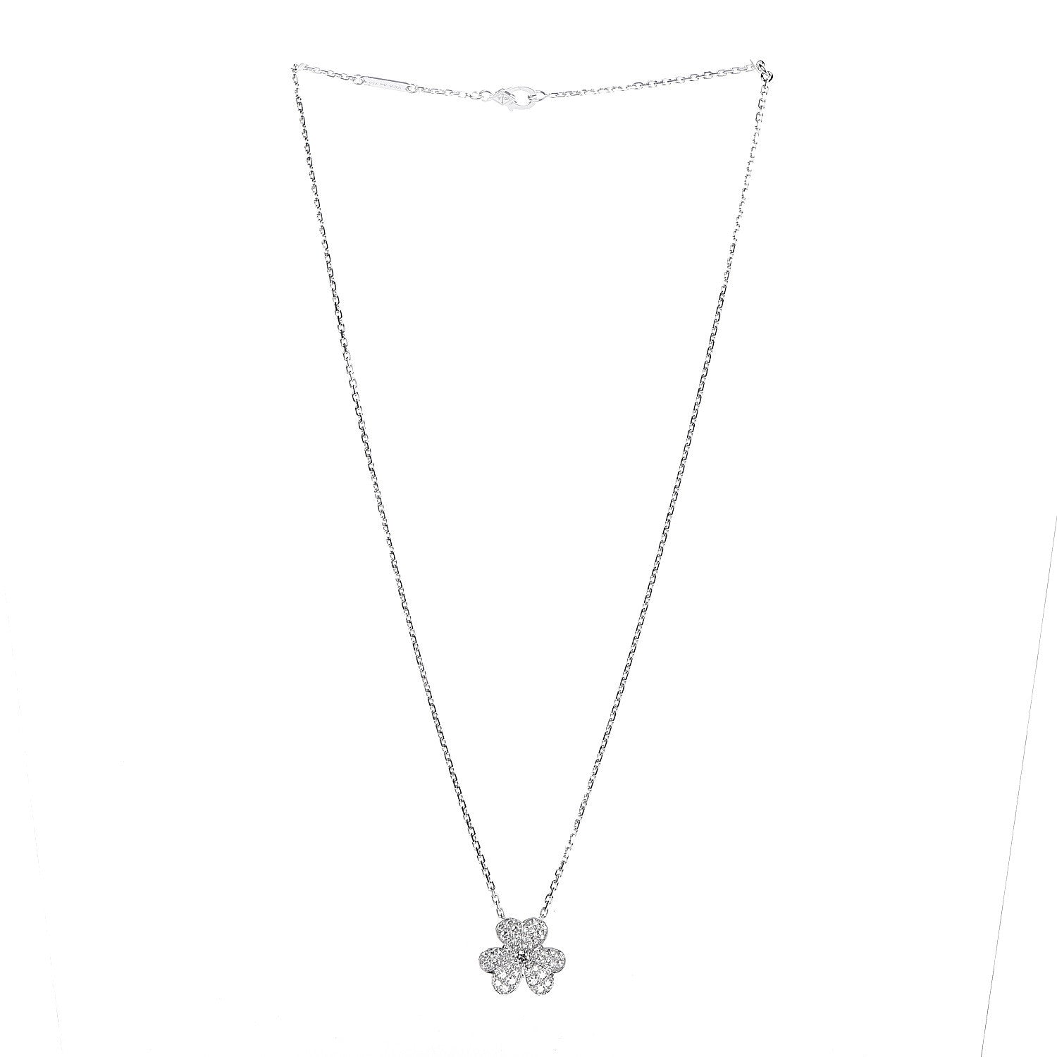 Van Cleef & Arpels 18K White Gold Diamond Small Frivole Pendant Necklace 3 of 8