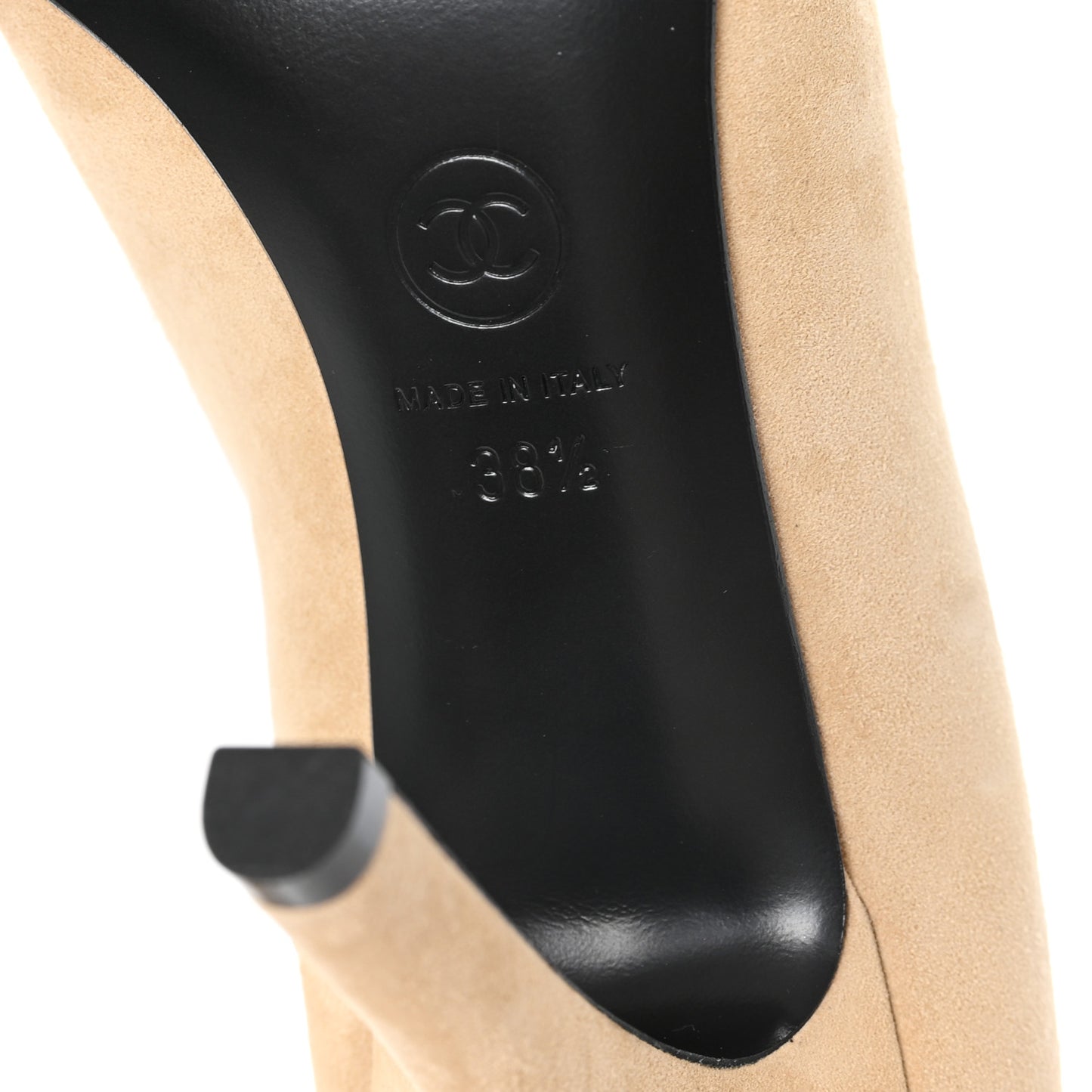 Suede Patent Calfskin Pumps 38.5 Beige Black