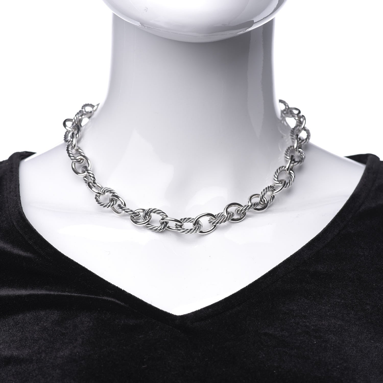 David Yurman Sterling Silver 12mm Oval Link Necklace 2 of 5