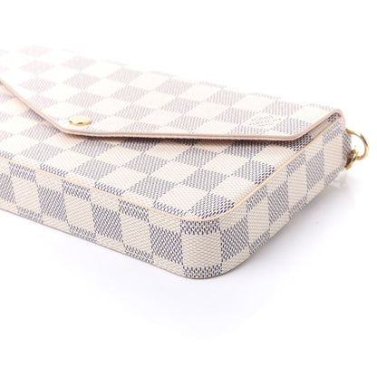 Louis Vuitton Damier Azur Pochette Felicie Chain Wallet Rose Ballerine 9 of 10