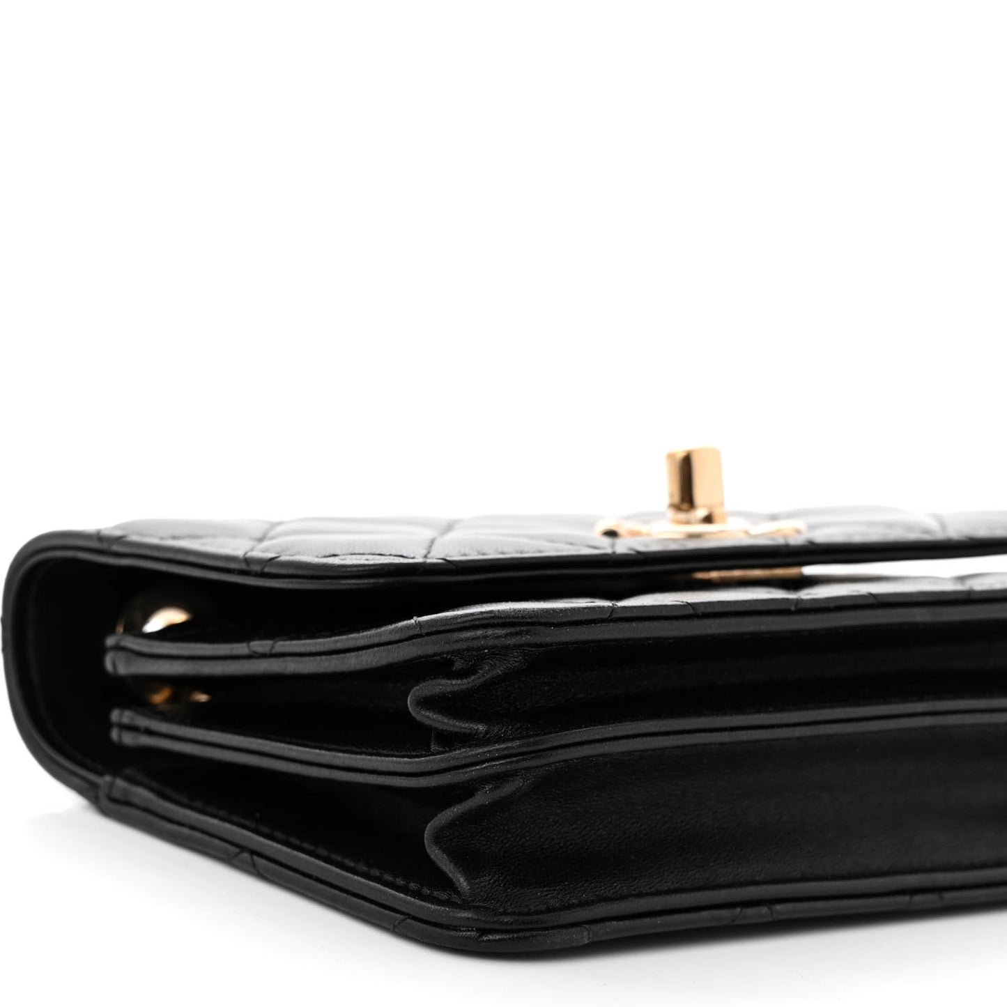 Lambskin Quilted Mini Trendy CC Wallet On Chain WOC Black