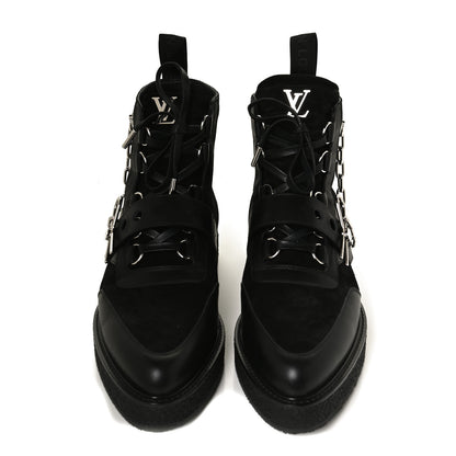 Louis Vuitton Calfskin Suede Mens Creeper Ankle Boots 9.5 Black 5 of 8