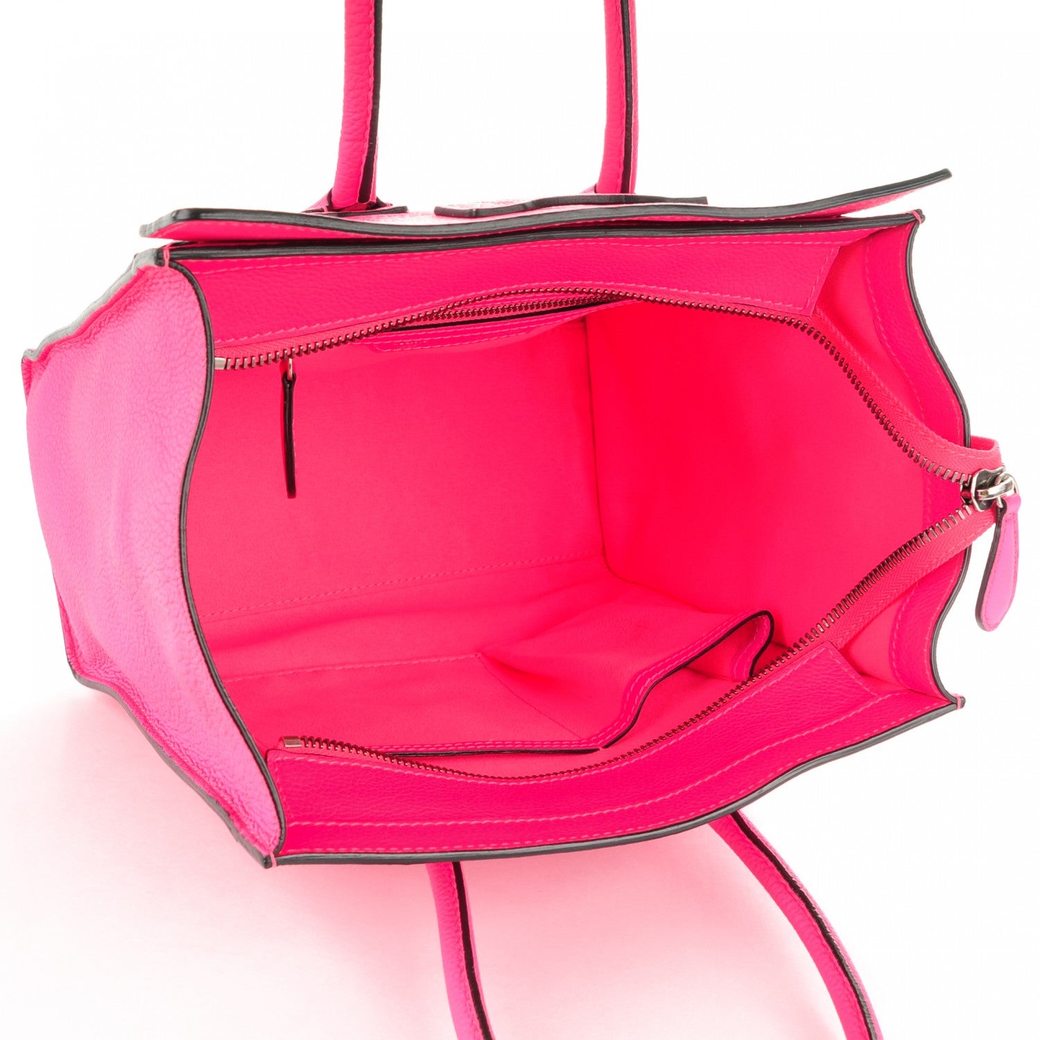 Celine Drummed Calfskin Micro Luggage Fluo Pink 6 of 9
